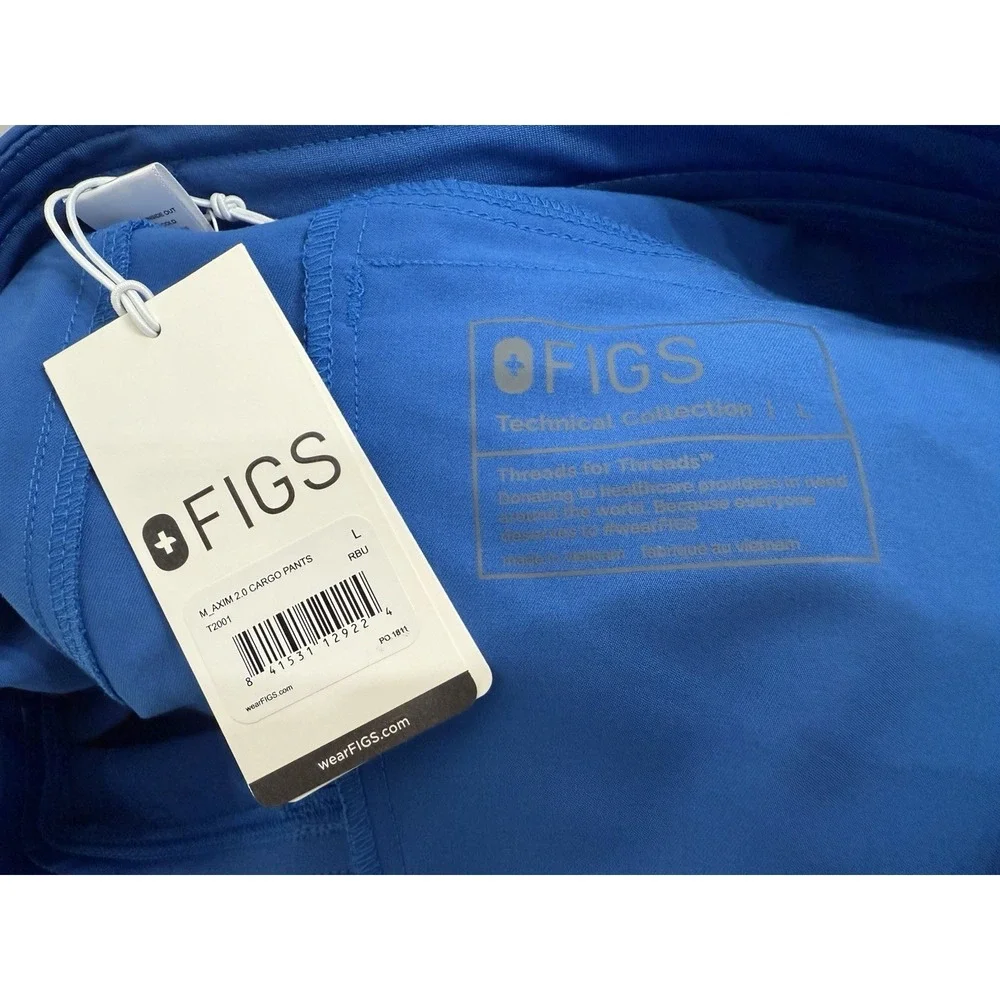 NWT Figs Mens Pants Royal Blue Axim 2.0 Cargo Scrub Pants Large Medical Pockets